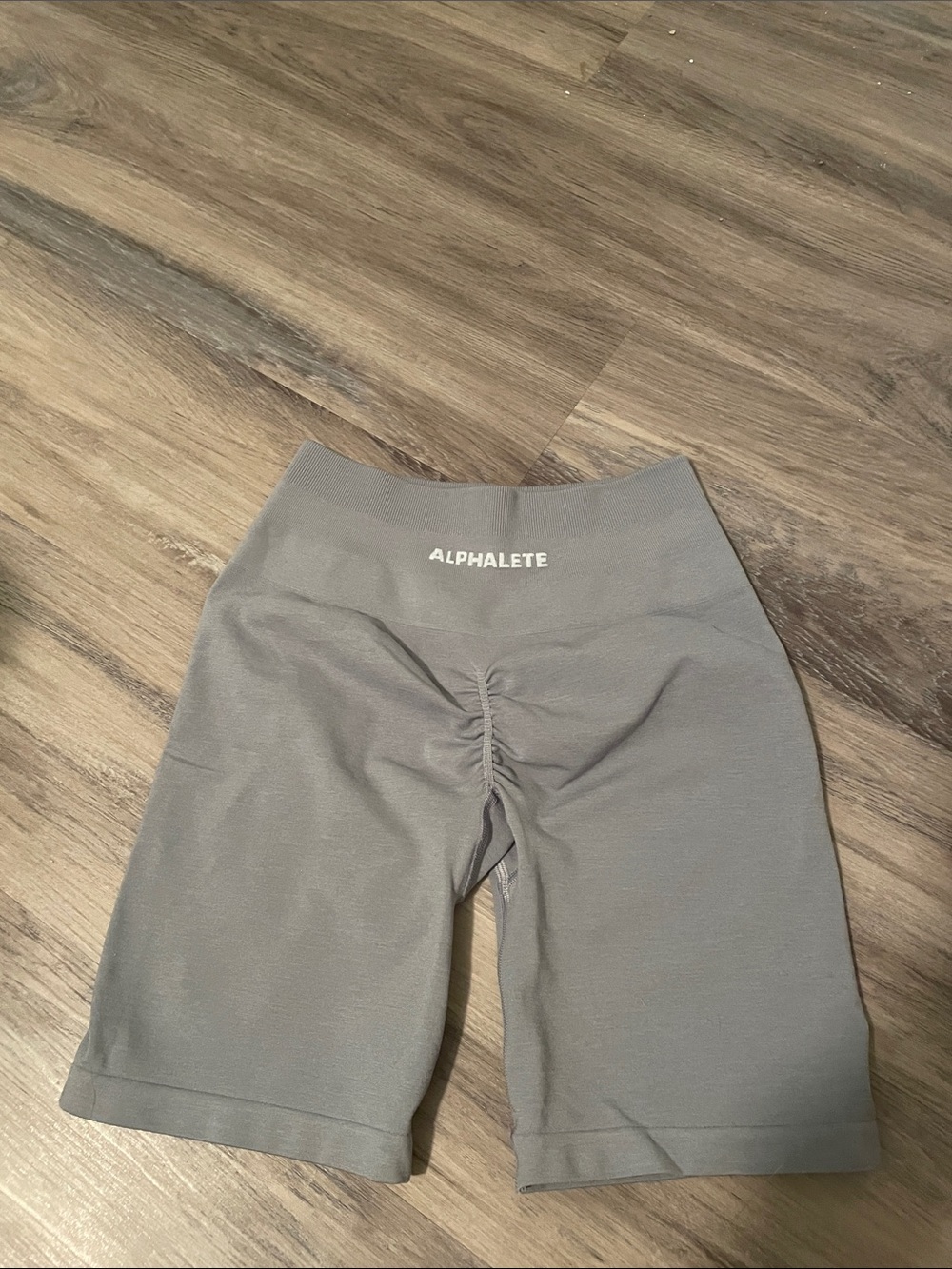 Alphalete Gray blue High-Rise Ruched Bike Shorts